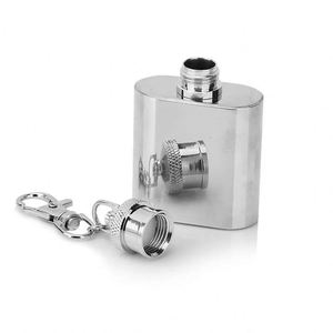 Flacon carré en acier inoxydable avec porte-clés mousqueton, bouteille de voyage portable au design minimaliste - Product Image 4