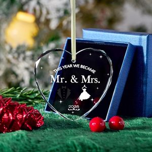 Adornos de Cristal con Forma de Corazón Facetado <span class=keywords><strong>para</strong></span> <span class=keywords><strong>Novios</strong></span>, Regalo <span class=keywords><strong>para</strong></span> la Primera Navidad de <span class=keywords><strong>Boda</strong></span> - Product Image 2