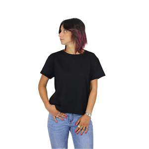 เสื้อยืดดอนน่า เนโรแขนสั้นผ้าฝ้ายสีดำชุดลำลองสำหรับผู้หญิง - Product Image 2