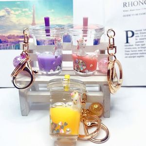 Hot Sale Mini Drink Floating Keychain Creative Cute Milk Tea Beverage Acrylic Liquid <b>Key</b> <b>Chains</b> for Bag Ornament - Product Image 2