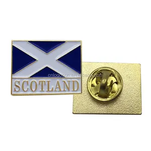 스코틀랜드 기념품 주문 장방형 스코틀랜드 국기 금속 사기질 핀 기장