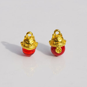Lucky Cat Pendant <b>Red</b> Bead Zinc Alloy Plated For <b>Bracelet</b> Making Round Shape GJ132 - Product Image 1