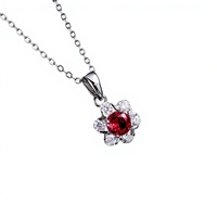 Collier pendentif ovale en argent sterling 925 avec rubis de laboratoire et halo de zircones cubiques, anti-allergie, bijoux fins pour femme, mariage, Wangfu Jewelry