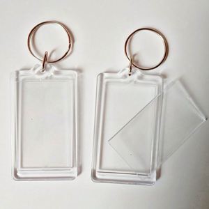 Hot Sale Promotional Cute Acrylic Blank Clear Keyrings Rectangle Photo Holder Keychain - Product Image 3
