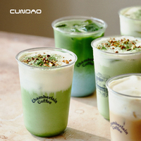 Gobelets en plastique jetables à fond rond pour café glacé et matcha, avec couvercles en dôme, logo personnalisé, vente chaude Cundao
