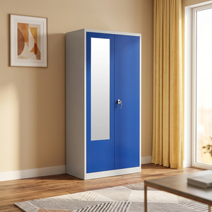 Hot Sale Factory Customized <b>Metal</b> 2 Door Clothes Storage <b>Locker</b> Wardrobe 2 Door Clothing Storage with Mirror - Product Image 6
