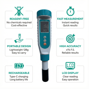 Pena Penguji Klorin Kolam Renang <span class=keywords><strong>Digital</strong></span> Bebas Reagen OEM/ODM Dapat Disesuaikan untuk Pemantau Kualitas Air Kolam Renang dan Spa - Product Image 3