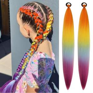 Extensions <span class=keywords><strong>de</strong></span> cheveux pour tresses arc-en-ciel <span class=keywords><strong>de</strong></span> 26 pouces, extensions <span class=keywords><strong>de</strong></span> <span class=keywords><strong>queue</strong></span> <span class=keywords><strong>de</strong></span> <span class=keywords><strong>cheval</strong></span> synthétiques ombrées avec lien élastique pour festival - Product Image 1