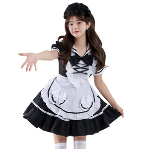 Maid Costume Women Black <b>White</b> Dress With <b>Apron</b> And Hat Anime Cosplay Outfit Adult Size Lingerie Set - Product Image 4