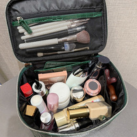 Pofeis Trousse de Maquillage Professionnelle Grande Capacité Portable en Cuir Noir avec Fermeture Éclair pour Rangement de Pinceaux – Offre Spéciale