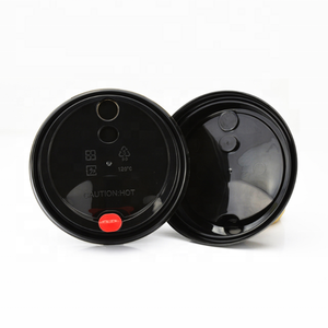<span class=keywords><strong>Tapa</strong></span> de Vaso de Plástico PP Negro de 90 mm de Diámetro <span class=keywords><strong>con</strong></span> Tapón para Té de Burbujas - Product Image 2
