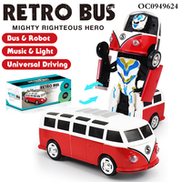 Jouet de bus de déformation électrique de bébé de robot de rotation de B/O avec la musique légère