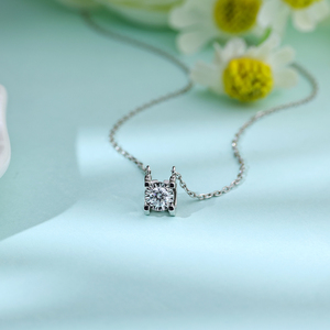 Custom Luxury 18K <b>Solid</b> Gold Pendant <b>Necklace</b> Solitaire Round Cut Natural Diamond Jewelry For Women Link Chain Daily Wear - Product Image 3