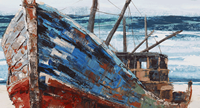 Vente en gros 100% peint à la main voilier paysage marin abstrait décoratif texture épaisse abstrait bateaux à voile peinture de paysage