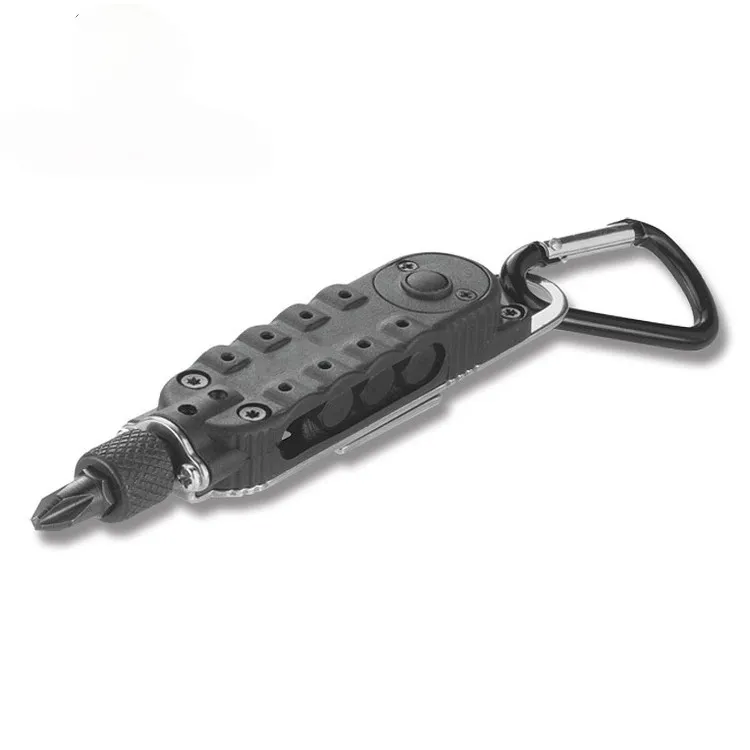 Outdoor Multi-tool Camping Tool Keychain Magic Screwdriver Carabiner EDC Portable with LED Light Screwdriver Bottle Opener