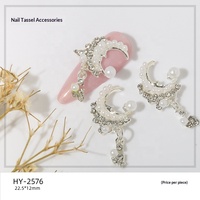 Paso Sico Alloy Nail Art Moon Tassels Rhinestone Wreaths Tassel Bows Pendants 10pcs Pack for Salon DIY Manicure