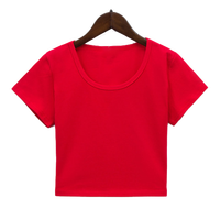 CB094-CPH999 Logo kustom atasan Crop musim panas wanita desain leher dalam terbaru dengan kain rajut sejuk atasan Crop pendek pabrik