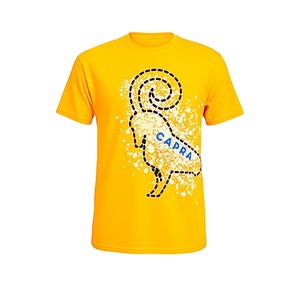 เสื้อยืดแขนสั้นคอกลม ผลิตจากผ้า TC หมายเลข 34S/J หนัก 150-160 กรัมต่อตารางเมตร สีส้ม พร้อมลายพิมพ์ด้านหน้า - Product Image 1