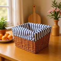 Panier de rangement en osier fait main, panier de rangement de bureau en saule et rotin, bac de rangement pour articles divers de cuisine