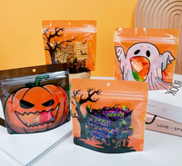 Sachets refermables en forme de citrouille, imprimés mignons Jack-o'-lantern, pochettes en plastique refermables pour bonbons, collations et emballages de fêtes