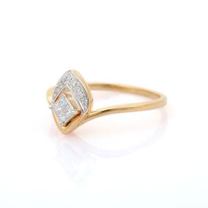 Anillo de declaración de oro amarillo sólido de 18 quilates hecho a mano, piedra preciosa de diamante natural, joyería fina, regalo de aniversario para mujer - Product Image 3