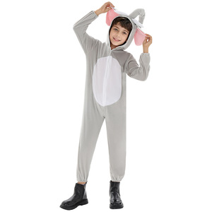 Costume d'éléphant pour enfants de 5 à 7 ans, gris, avec capuche et oreilles, pour spectacle et cosplay - Product Image 2
