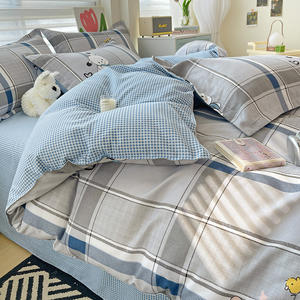 Frische 100% Mikro faser Hund Cartoon Bett bezug Set 4-teilige Bett kleidung für die ganze Saison - Product Image 2