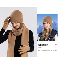 Ensemble 3 pièces bonnet, écharpe et masque tricotés pour homme et femme, activités de plein air, par temps froid, doublure polaire coupe-vent pour le ski