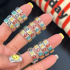 Wenchi S925 Argent Pur Anneau en forme de lettre M émaillé, Version Coréenne, Design à bouche ouverte, Coupe ovale, Élégant, Tendance, Doux et de niche - Product Image 2