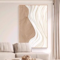 Peinture décorative de salon de style crème de luxe, peinture abstraite à texture, art d'hôtellerie haut de gamme, peinture murale suspendue