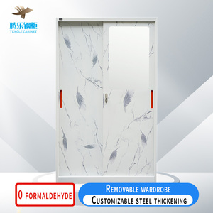 Armoire moderne à portes coulissantes Miroir de meubles en acier et fer Armoires les <span class=keywords><strong>plus</strong></span> proches à 2 portes Armoire métallique élégante pliable Rangement des vêtements - Product Image 2