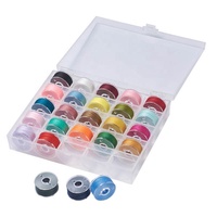25/36 Rouleaux de Bobines de Fil à Coudre en Polyester Durable de Couleurs Assorties, Étui de Rangement, Accessoires de Couture et de Broderie