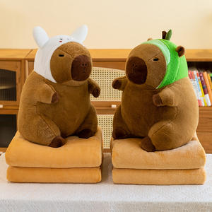 Manta de Peluche 2 en 1 con Diseño de Capibara de Dibujos Animados XUX, Cojín de Capibara y Manta de Aire Acondicionado de Doble Uso, Regalo para Siesta Infantil - Product Image 1