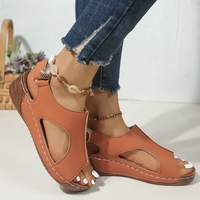 Sandales compensées pour femmes en gros d'usine, doublure PU, bride arrière, bout ouvert, chaussures décontractées d'été