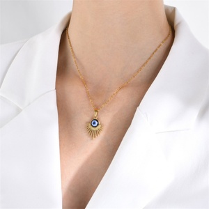 Fashion Stainless Steel Sun Evil Eyes Dangle Charm Necklace Jewelry Women - Product Image 4