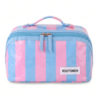 Sacs et trousses à cosmétiques en PVC brillant, résistants à l'eau, portables, à ouverture plate, nettoyables, avec fermeture éclair dorée, logo personnalisé, OEM, ODM, BSCI