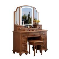 Nouvelle coiffeuse contemporaine en bois massif avec miroir LED, écologique et durable, avec rangement pour chambre d'hôtel