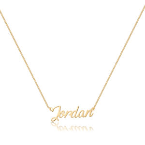 Collier avec nom personnalisé tendance en argent sterling 925 plaqué or 14 carats, lettres personnalisées, collier avec nom, chaîne à maillons pour femmes - Product Image 1