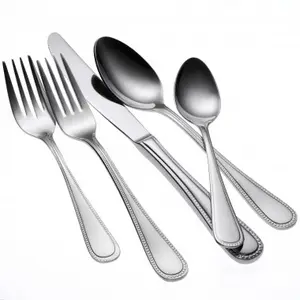 Classic Bead Design 18/0 Stainless Steel Tableware 30 Pcs Cutlery Silver Pearl Flatware Serve Set For 6