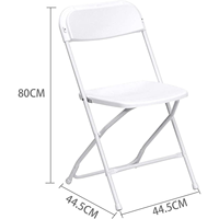 Chaises pliantes blanches en métal et plastique, empilables, pour événements extérieurs, capacité de 450 kg, vente en gros, populaires aux États-Unis