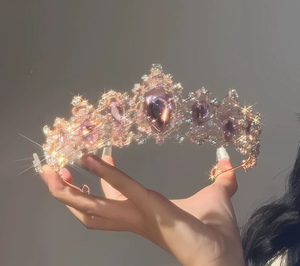 Diadema de Corona Elegante DAMAI con Pedrería de Aleación y Cristal para Bodas, Halloween, Accesorios para el Cabello de Novia y Actuaciones en Fiestas - Product Image 4