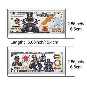 Billet de banque double face en feuille d'argent Uncle Sam 100 USD, pièce de collection patriotique américaine, cadeau pour les collectionneurs de souvenirs de la guerre, les collectionneurs d'art et les occasions spéciales - Product Image 2