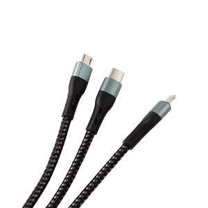 Cable USB 2.4A para Teléfono Móvil, Cable de Carga Rápida 3 en 1 de Nailon para Teléfono, Micro Tipo-C - Product Image 2