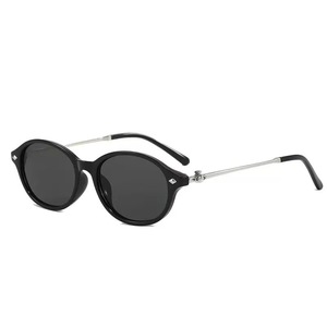 <b>Retro</b> Oval <b>Sunglasses</b> For Women UV400 Full Rim Metal Temple Sun Protection Fashion Glasses - Product Image 2