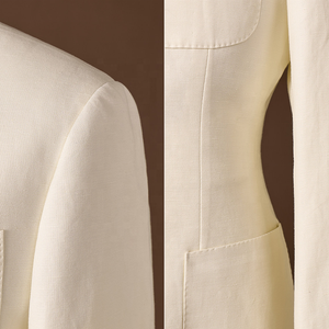 Costume italien pour homme, années <span class=keywords><strong>1930</strong></span>, en coton et lin respirant, décontracté, à double boutonnage, avec revers pointus, veste et pantalon, ensemble 2 pièces - Product Image 3