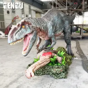 Model dinosaurus animatronik kualitas tinggi simulasi ukuran hidup patung Robot Dino dinosaurus