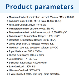 Capteurs de pesage à double cisaillement en acier inoxydable DINI ARGEO DBSI 10t/20t/30t - Product Image 4