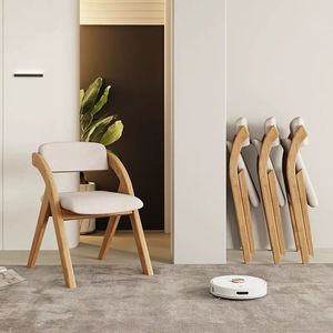 Chaise de salle à manger de style scandinave en bois massif dossier simple chaise de bureau d'ordinateur à la maison pliable chaise de loisirs moderne salon - Product Image 1