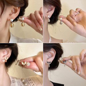 S925 argent aiguille boucles d'oreilles marché de nuit décrochage approvisionnement Corée du Sud mode explosion boucles d'oreilles niche boucles d'oreilles sauvages en gros - Product Image 3