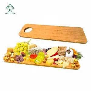 竹制长熟食店板-大型木奶酪板包括用于蘸酱或挂在墙上的孔